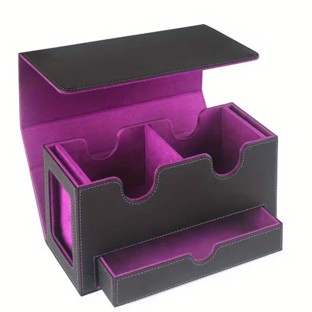 Elegant Black and Purple Card Organizer